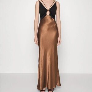 Bec & Bridge Elegant Black and Bronze Maxi Dress